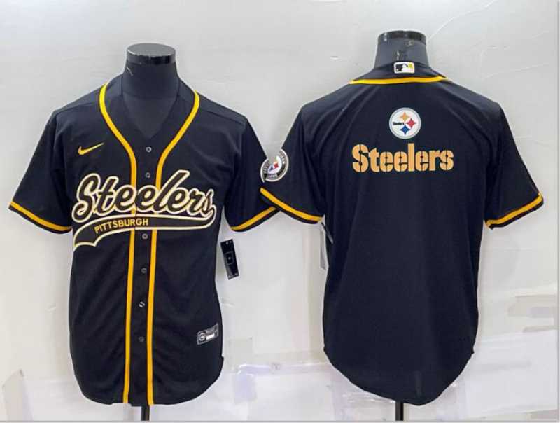 Men's Pittsburgh Steelers Black Team Big Logo With Patch Cool Base Stitched Baseball Jersey,We sell and wholesale Men's Pittsburgh Steelers Black Team Big Logo With Patch Cool Base Stitched Baseball Jersey on line form chian!